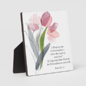 クリスチャン・バイブル・バース私の目を持ち上げるピンクのフローラ フォトプラーク (正面)