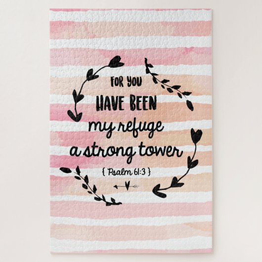 クリスチャン・バイブル・バース・ストロング・タワー詩編引用文 ジグソーパズル (縦)