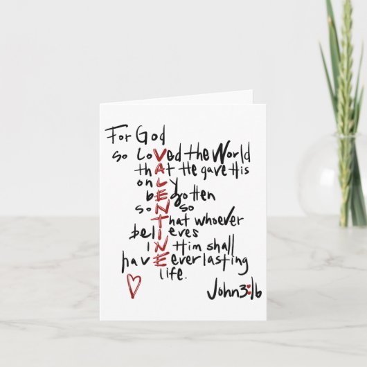 クリスチャン バレンタイン ジョン 3_16 神は世界を愛しておられる カード (正面)