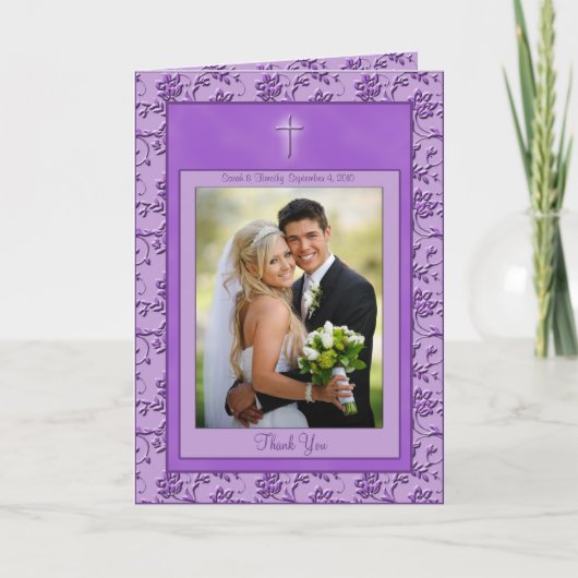 クリスチャン パープル 写真付き感謝カード サンキューカード (正面)