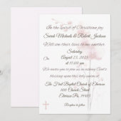 クリスチャン ピンク オーキッドとクロス 結婚式招待状 招待状 (正面/裏面)