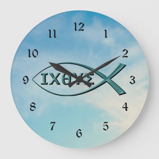 クリスチャン・フィッシュ – イエズス・フィッシュ ラージ壁時計 (正面)