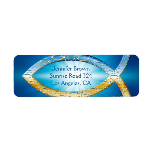 クリスチャン・フィッシュ・住所 シール (正面)