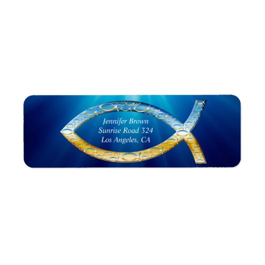 クリスチャン・フィッシュ・住所 シール (正面)