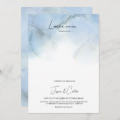 クリスチャン ブルー ホワイト ウェディング 招待状 (正面/裏面)
