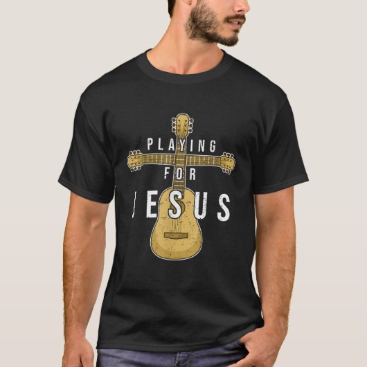 クリスチャン・ミュージック・ギター・プレーヤーJesus Guitarist Cruc Tシャツ (正面)