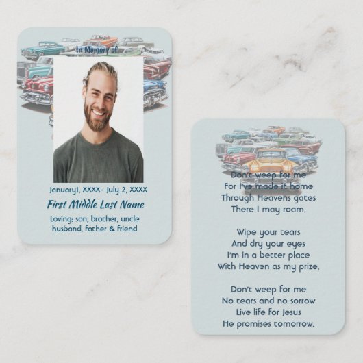 クリスチャン・メモリアル・キープセイク クラシック ヴィンテージ カー 名刺 (正面/裏面)