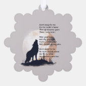 クリスチャン・メモリアル・ローンウルフ・ハウリング・アニマル オーナメントカード (裏面)