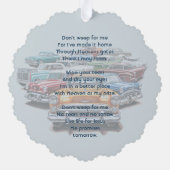 クリスチャン メモリアル 記念 クラシック ヴィンテージ カー オーナメントカード (裏面)