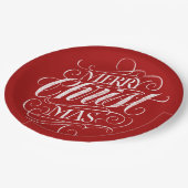 クリスチャン メリークリスマス チョークレタリング 赤 ペーパープレート (アングル)