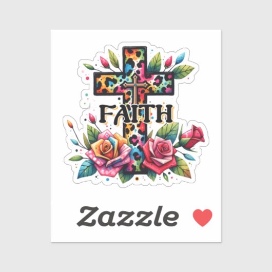 クリスチャン・レインボー・信仰クロス シール (シート)