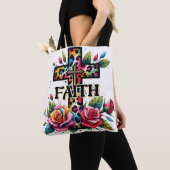 クリスチャン・レインボー・信仰クロス トートバッグ (クローズアップ)