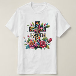 クリスチャン・レインボー・信仰クロス Tシャツ