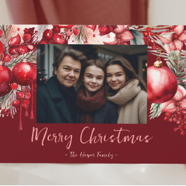 クリスチャン・レッド・ポインセチア写真 シーズンカード
