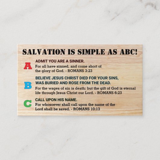 クリスチャン・ローマ人ロードゴスペルABCの救い 名刺 (正面)