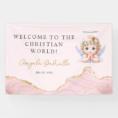 クリスチャン・ワールド・ガール・バプテスマへようこそ 横断幕 (横)