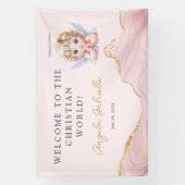 クリスチャン・ワールド・ガール・バプテスマへようこそ 横断幕 (縦)