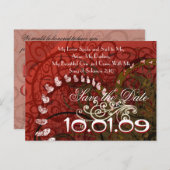 クリスチャン – 日付を保存ブルゴーニュのハート- 案内ポストカード (正面/裏面)