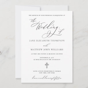 クリスチャン 結婚式 招待状 RSVP 付き Jane