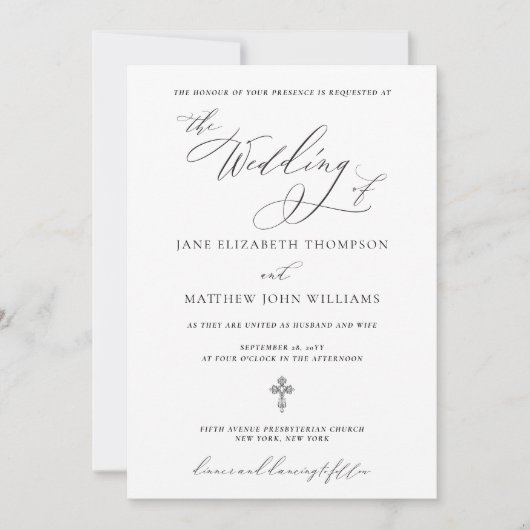 クリスチャン 結婚式 招待状 RSVP 付き Jane (正面)