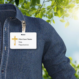 クリスチャン・金ゴールド・クロス付きネーム・バッジ バッジ