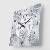 クリスチャン、25結婚年記念贈与、  スクエア壁時計 (傾斜)