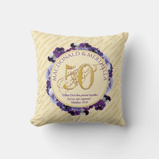 クリスチャン | 50周年記念結婚金 クッション (正面)