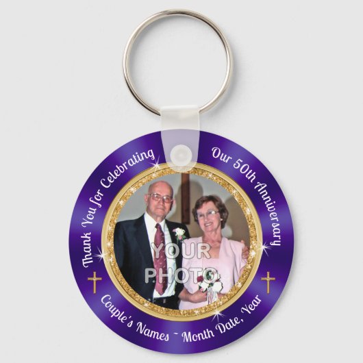 クリスチャン、50th結婚記念日の好意のアイデア、 キーホルダー (正面)