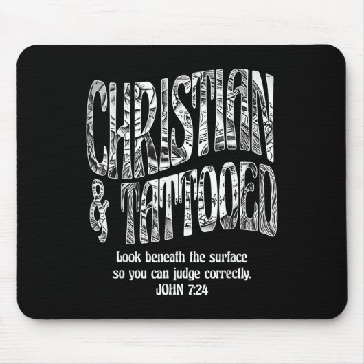 クリスチャン& Tattooed John 7_24引用文信仰ベル マウスパッド (正面)