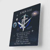 クリスチャン John 3:16 スクエア壁時計 (傾斜)