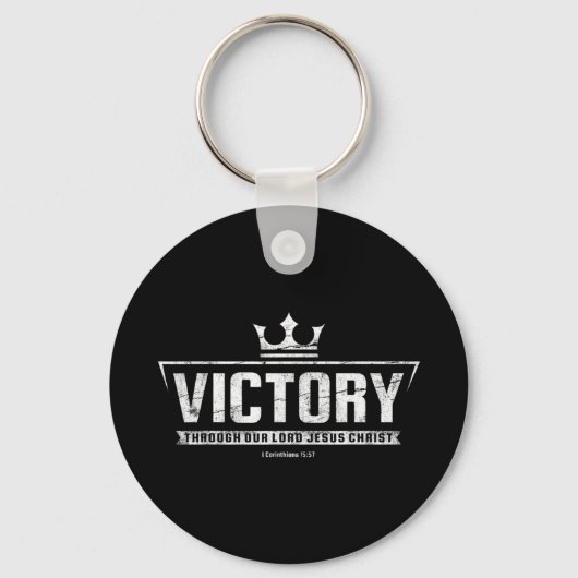 クリスチャンTシャツ女性男性 | Victory In Jesusよだれかけ キーホルダー (正面)