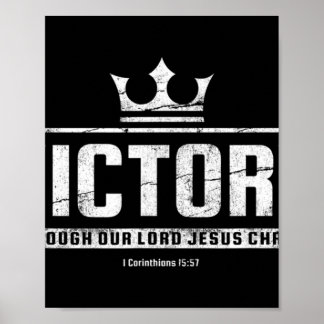 クリスチャンTシャツ女性男性 | Victory In Jesusよだれかけ ポスター