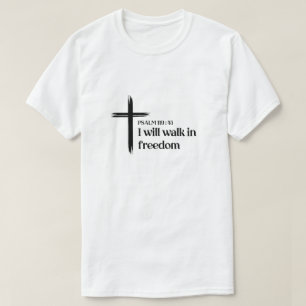 クリスチャンTシャツ メンズ 詩篇 119:45 Tシャツ