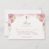 クリスチ伝統的ンピンクフローラカソリッ結婚クス 出欠カード (正面)