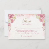 クリスチ伝統的ンピンクフローラカソリッ結婚クス 出欠カード (正面)