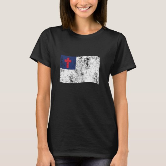 クリスチ動揺してャンフラッグ印刷レトロヴィンテージL Tシャツ (正面)