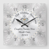 クリスチ最高のャン、25結婚周年記念贈物 スクエア壁時計 (正面)