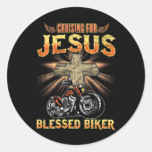 クリスチ賛美ンバイクもしくは自転車に乗る人パパ父の日 ラウンドシール (正面)