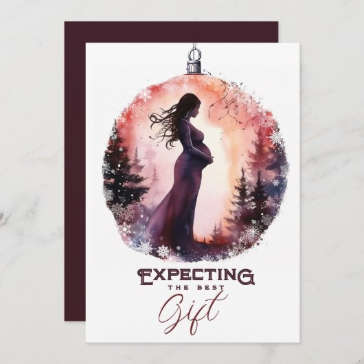 クリスティアスオーナメントウォーターの色の休日の妊娠 案内状 (正面/裏面)