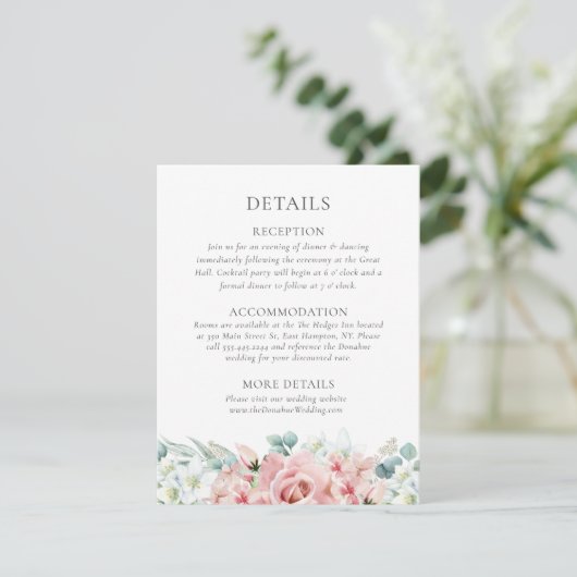 クリスティナパステルピンクフローラボホ結婚の詳細 エンクロージャーカード (スタンド正面)