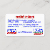 クリスティンとスティーブ コーリングカード (裏面)