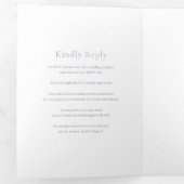 クリスティンダスティブルー結婚モダンズ 三つ折り招待状 (内部最初)