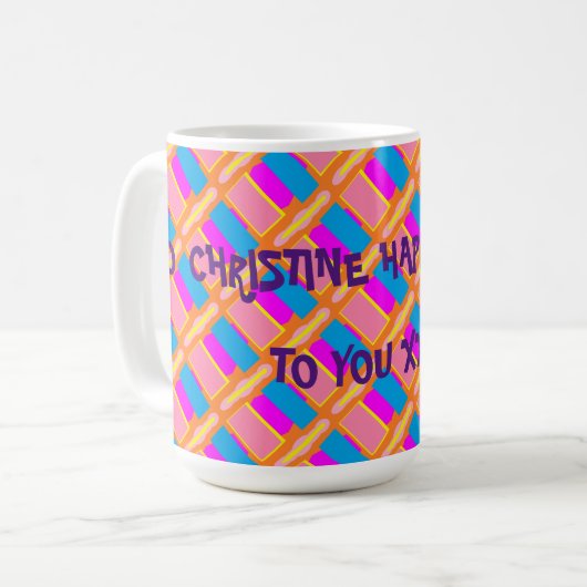 クリスティンハッピーバースデーからピンクイエローへ コーヒーマグカップ (正面左)