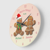 クリスティージンジャーブレッドマン&ジンジャーブレッドレディ ラウンド壁時計 (傾斜)