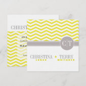 クリスティーナのシックなシェブロン・セーブ・ザ・デート | イエロー セーブザデート (正面/裏面)