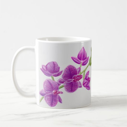 クリスティーナの紫色の花のマグ コーヒーマグカップ (左)