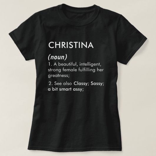 クリスティーナ 名前, 編集可能な名前, カスタム 名前 Tシャツ (デザイン正面)