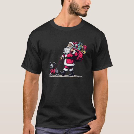 クリステッドサンタクロース中国のおもしろい犬クリスマスPr Tシャツ (正面)