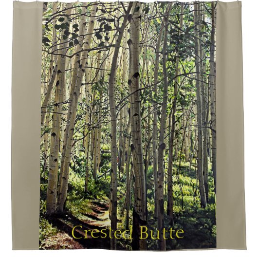 クリステッドビュートの《植物》アスペンの木々の美しい林 シャワーカーテン (正面)