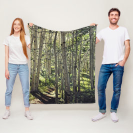 クリステッドビュートの《植物》アスペンの木々の美しい林 フリースブランケット